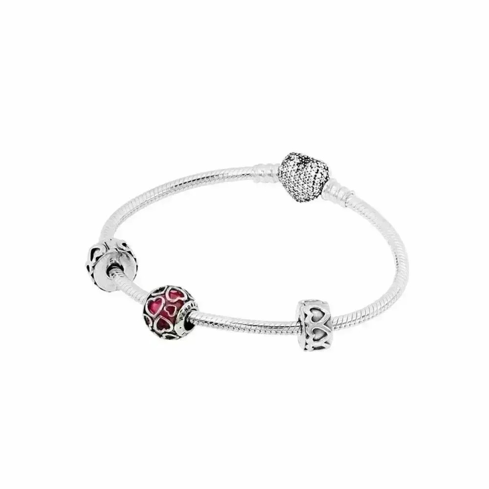 Pandora Open Hearts Bracelet Gift Set Silver Size 8.0 " (19cm)- B800381-19